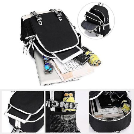 Marshmello Reppu USB Ladattava Reppu Suuri Kapasiteetti Opiskelijan Koululaukku (Väri-1)