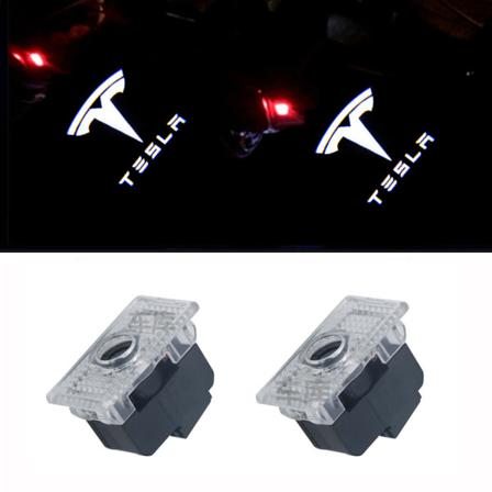 Tesla bildørlys 2 stk., Led bildørlogo lys, bildørprojektor til Tesla Model 3, Model S, Model X, Model Y
