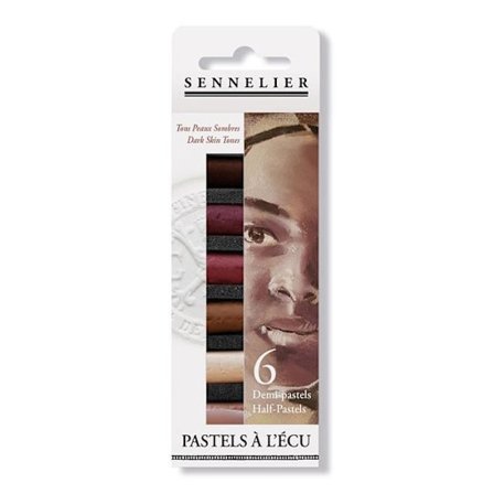Etui om 6 halvpastell med Sennelier sköldporträtt mörk hud