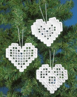 Stickpackung Hardanger Herzen 3-er Pack - Permin