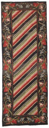Rose Kelim Moldavia 132X366 Hallmatta Brun/Mörkgrå Ull, Moldavien