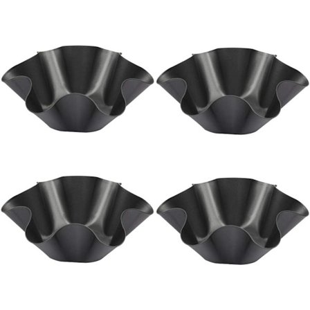 4 st Non-Stick Tortilla Pan, Ribbed Tortilla Shell Pans, Non-Stick Salladsskål (svart)