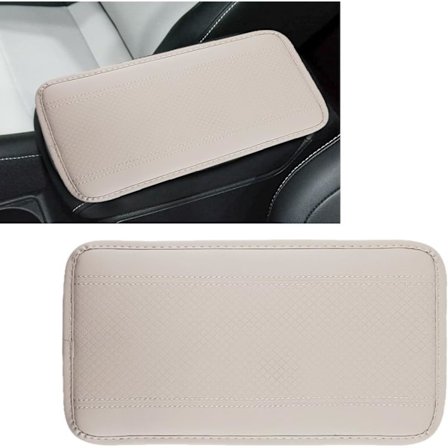 Fyra säsonger universell bilcenterkonsol dyna, armstödslådeöverdrag, bilcenterkonsolöverdrag, bildekorationstillbehör (beige)