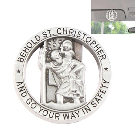 St Christopher Medal Car Saint Christopher Visor Clip Auto Sun