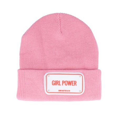 John Hatter & Co - Rosa cuff Beanie - Rubber Girl Power Pink Cuff @ Hatstore