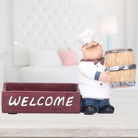 Harpiks Kok Figur Tandpirkers Kort Holder Statuette Restaurant Bordpynt Håndværk