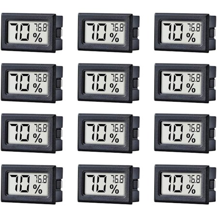 12-pack Mini Hygrometer Termometer, Liten Digital Inomhus Fuktighets- och Temperaturmätare, °F Monitor för Humidor, Reptilbehållare, Mason J