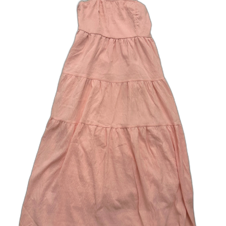 Ljusrosa axelbandslös långklänning