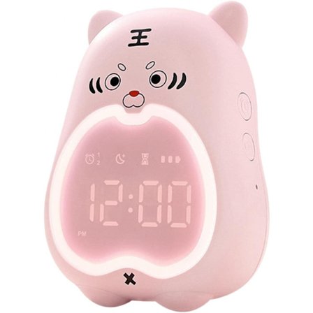 Barnevekkerklokke, søvnstereo, digital vekkerklokke med nattlys, søt tiger vekkerklokke, søvntrener for barn
