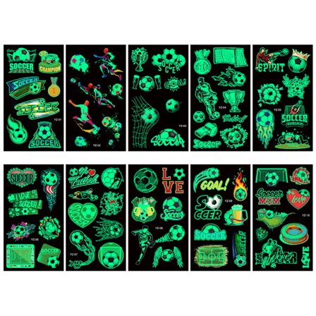 Lysande fotbolls-tatueringar för barnfest, glow
