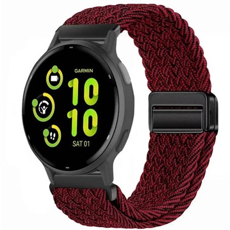 20/22 mm nylonarmband för Garmin Forerunner 55 165 265 965 255 magnetiskt flätat andningsbart band för Garmin Active 5/Venu 3 Correa
