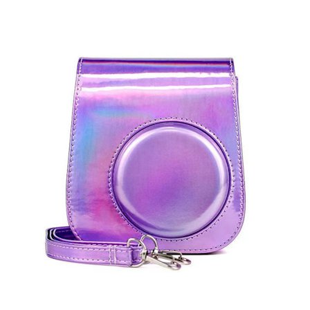 Kotelo Instax Mini 12 11 9 8 -kameralle, PU-nahkaa olkahihnalla (violetti)