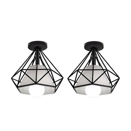 Retro Taklampa Svart Metall Hängande Lampa för Hall Sovrum Kök Vardagsrum 2 Pack