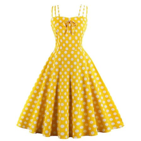Hepburn Retro Rockabilly Keltainen Swing-mekko Naisille, 50-luku 60-luku Iltapuku Prom, Hihaton, 4XL