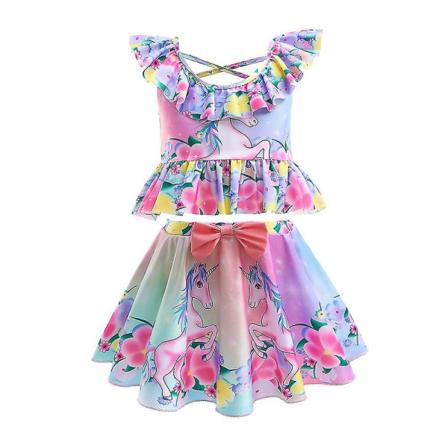 Encanto Girls Baddräkt Set Barn Badkläder 2st Kläder Badkläder Beach Wear Cosplay kostym Beige