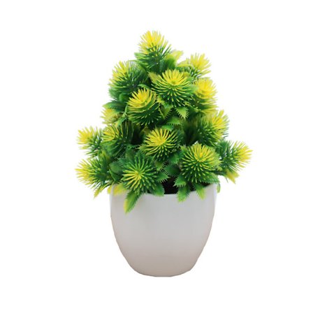 Konstgjorda växter, Mini Fake Plant Topiary Blommor Gräs Tallkruka