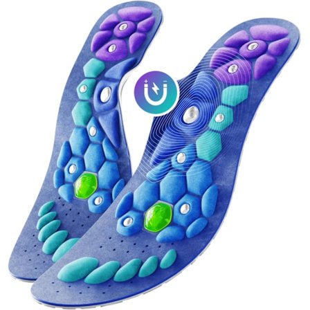 Akusoli Sulor, akupressursåler, originale akupressursåler, akupressursåler til fødder, magnetiske akupressursåler til kvinder og mænd rød blå