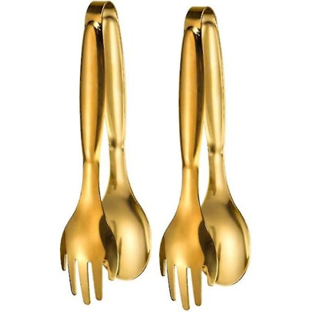 Rustfrit Stål Madtænger Brødklemmer Køkkenredskaber Til Køkken (guld) (2 stk)
