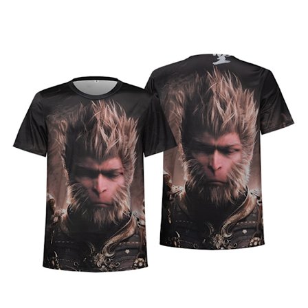 Svart mytologi Sun Wukong T-shirt, herr kortärmad tryckt T-shirt