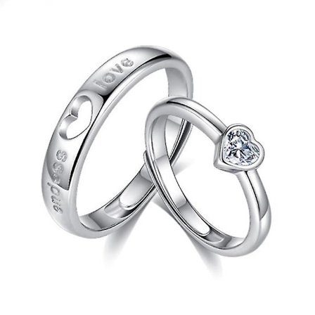 1 par kærligheds hjerteformede parringe til kvinder og mænd, forlovelses- og vielsesringe, smykker, valentinsdagsgave