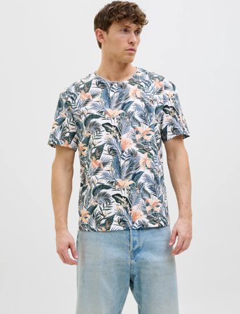 Jack & Jones Jjebryan Aop Tee S/S O-Neck Sn - White - S