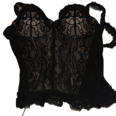 Svart spetskorsett med axelband