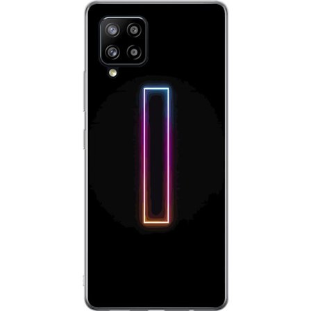 Kompatibelt Mobildeksel til Samsung Samsung Galaxy A42 5G Minimalistisk neonbokstav I i regnbuefarger mot mørk bakgrunn