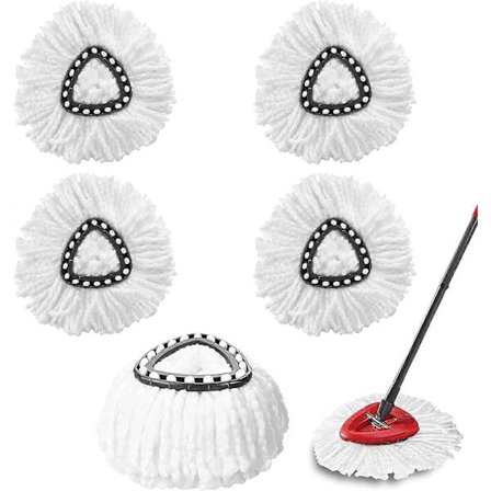 5-pak moppehoveder, erstatningshoved til moppe, moppepåfyldning kompatibel med Vileda trekantede drejemopper, mikrofiber drejemoppepåfyldning