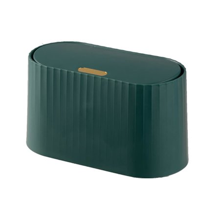 Lille skraldespand til skrivebord med låg, 2L mini skraldespand til skrivebord med trykknap, bærbar skraldespand til skrivebord teposebeholder til 