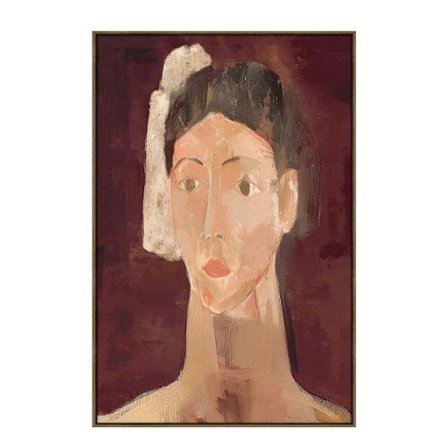 Lærredsvægkunst med ramme, 80x120cm, Bordeaux/Beige