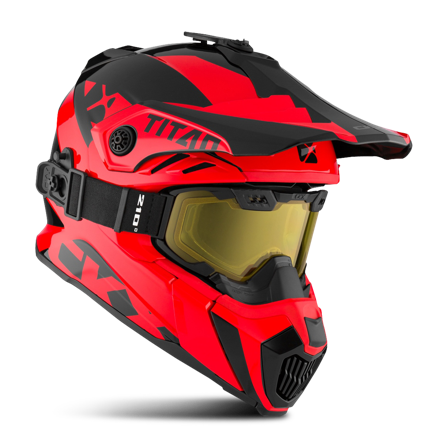 CKX Titan Airflow Extra Snöskoterhjälm Med. 210° Glasögon Röd XS