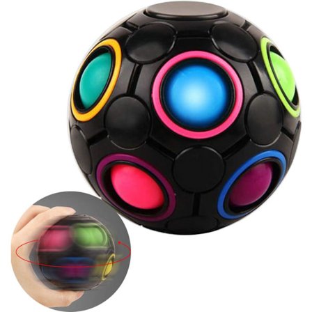 Roterende stressregnbueball Infinity Relief Spinner Fidget-leketøy for voksne barn pedagogisk magisk kubepuslespill (svart)
