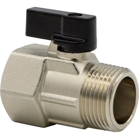 2PCS 10629 Mini Kulventil, 1/2"IG x 1/2"AG, Krom