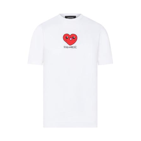 Dsquared2, Heart ME T-Shirt Wit, Heren, Maat:XS