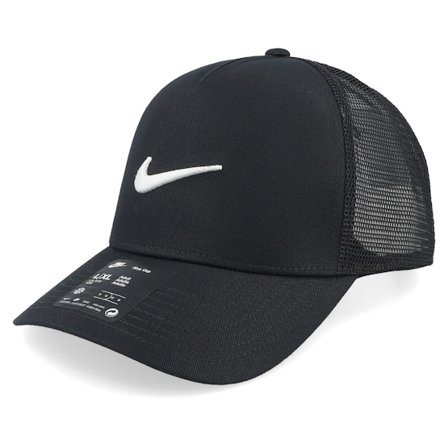 Nike - Sort trucker Kasket - Rise Swoosh Black/Black/White Trucker @ Hatstore