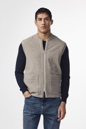 NN.07 Boiled 6398 Vest Herre Khaki Merinould