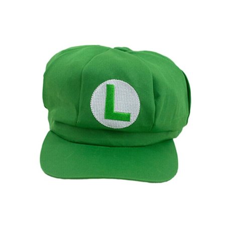 Super Mario Bros Cosplay -hattu Luigi Newsboy -lippis kirjainpainatuksella aikuisille [JSR]