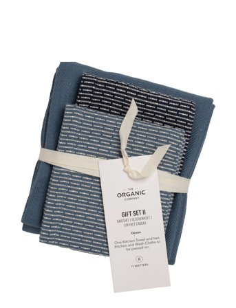 The Organic Company Gift Set Ii (2 Kitchen Cloths And 1 Kitchen Towel) - Blue - ONE SIZE