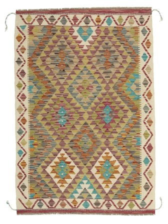 Kelim Afghan Old Style Vloerkleed 99X146 Bruin/Oranje Wol, Afghanistan