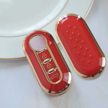 Knappar TPU Vikbart Nyckelfodral för Fiat Ducato 500 500L Panda Grande Punto Biltillbehör Skal Fob Lancia Musa