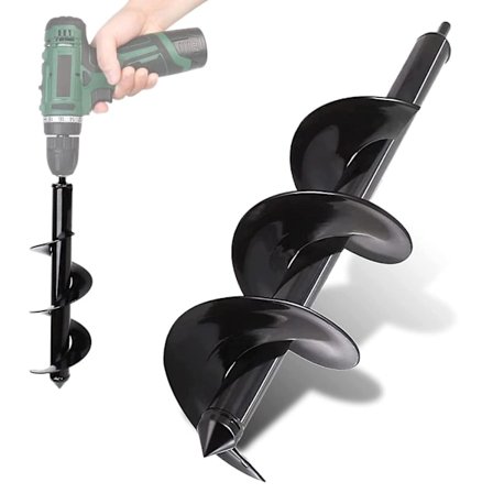 1 STK Jordbor til Haveboremaskine - Borekrone 8 mm - Borlængde 25 cm - Stålbor til Hurtig Udgravning af Huller og Plantning af Dine Blomster Træbuske