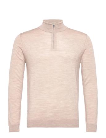 Blackhall Knitwear Half Zip Pullover Beige Reiss