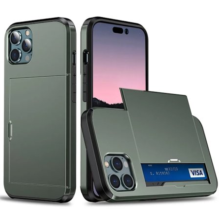 iPhone 15 Pro Max Mobilcover Kortholder - Grøn