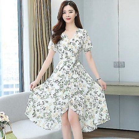 Kjole til kvinder og piger, trendy fransk stil, blomstermønster, temperament