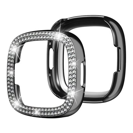 Fitbit Versa 4/Sense 2:lle sopiva musta strass-kuori