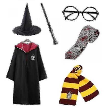 Harry Potter 6-delars Set Magisk Trollkarl Maskerad Cape Mantel Kostym-l