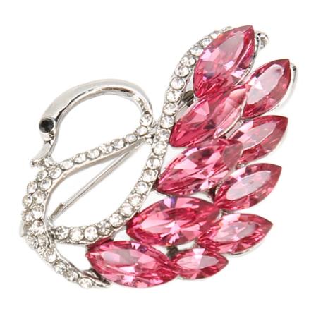 Dyr Brosje Rhinestone Glitter Elegant Mote Kvinne Brude Brosje Nål til Bryllup Rosa