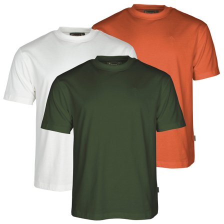 Pinewood 3-Pack T-Shirt White/Pine/B.Orange - M
