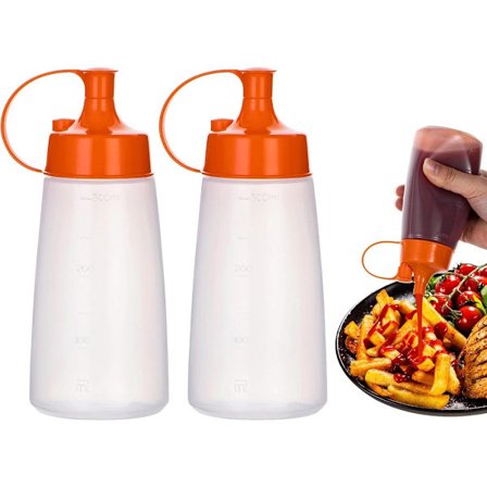 ING 2-pakkauksen leveäkaulaiset kastikepullot, 300 ml, maustepullot, suihkepullot, sopivat keittiöaskarteluun