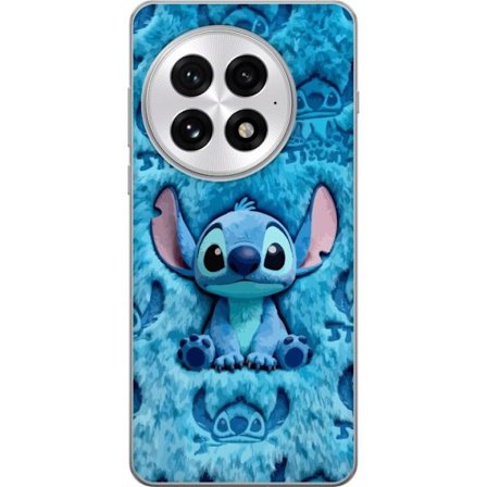 Kompatibelt Mobildeksel til OnePlus OnePlus 13 Stitch sitter på fluffy blått mønster med sitt ansikt og ører gjentatt som tekstur, noe som skaper